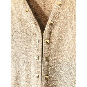 Gold Sweater Women Sz Medium Shimmery Sequin Natalie & Me Knit Metallic Design